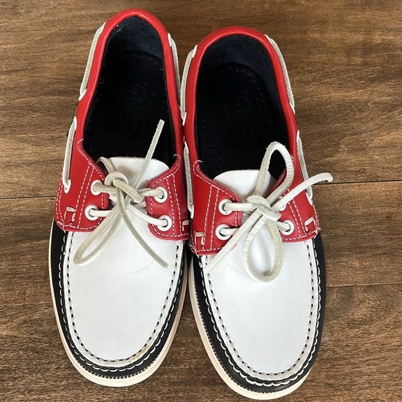 NWOT Paraboot x Dooney & Bourke Marine Loafers Red White Navy – Youth 4/5 - Picture 4 of 14